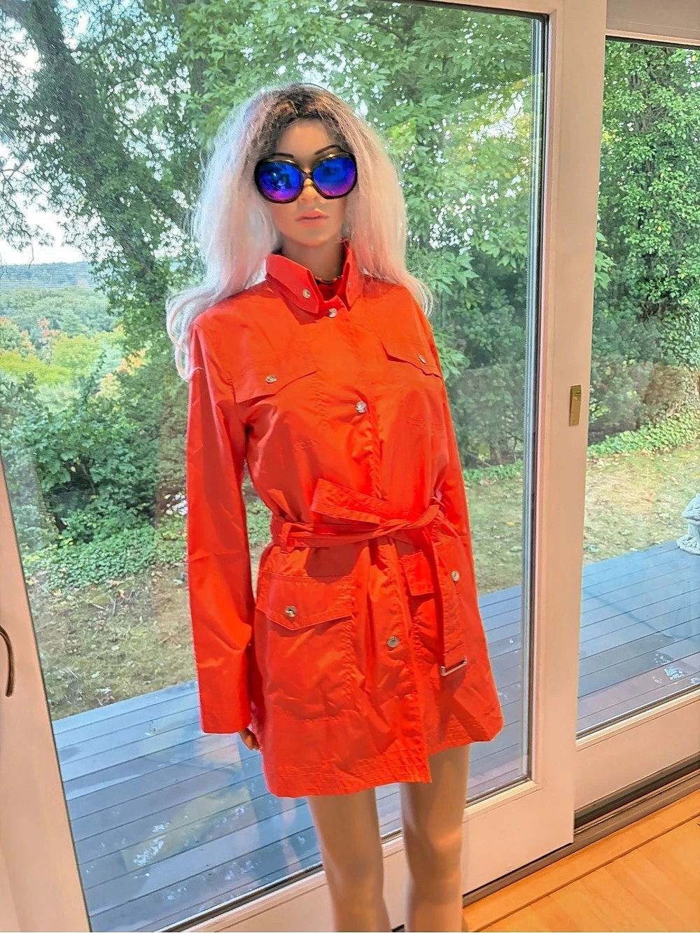 Orange Belted Trench Coat Like New
